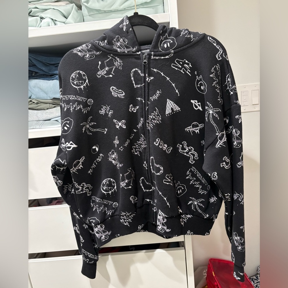 Airwalk Black Jacket with Graphic White Designs